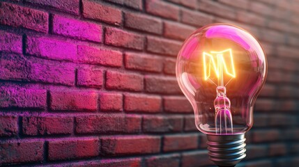 Poster - A glowing light bulb with a stylized 