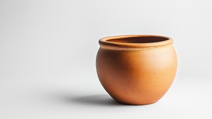 Poster - Empty clay pottery on a light background showcasing simple and elegant design for minimalist decor or artistic compositions.