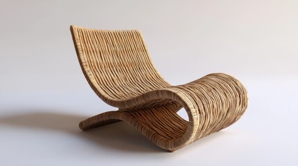 Poster - Stylish wicker rattan lounge chair design showcasing modern craftsmanship and elegant curves for contemporary interior decor