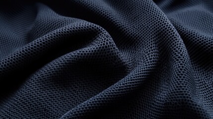Poster - Textured dark jersey fabric close-up showcasing a polygon pattern for fashion and design applications