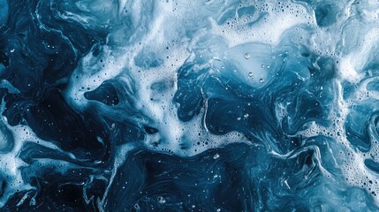 Poster - Aqua abstract fluid background with swirling water textures and bubbles ideal for nature-inspired designs and creative branding projects.