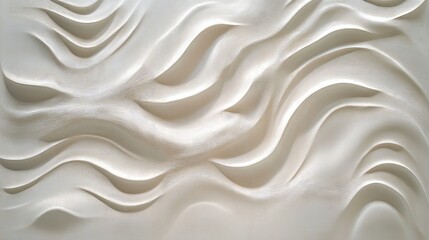 Poster - Abstract relief wall art featuring flowing waves in soft neutral tones and textures for interior design and contemporary aesthetics.