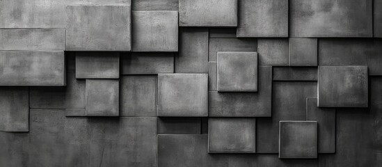 Poster - Textured gray cement wall background featuring layered geometric shapes for industrial design and contemporary architectural aesthetics