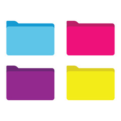 Poster - File folder icon set. Different colour files and folders icon isolated on white background. Document directory sign. Set of flat icons folder for your web site, app and ui design. Vector illustration.