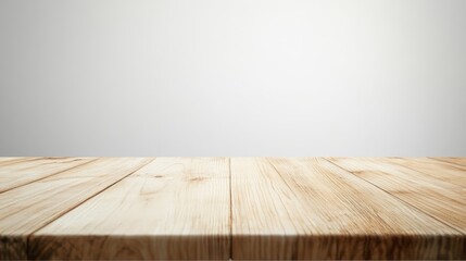Poster - Wooden tabletop with clean grain texture on light background ideal for showcasing products in chic and minimalistic presentations.