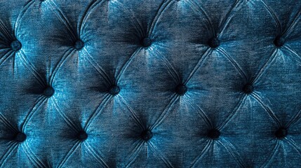 Poster - Textured upholstery fabric close-up showcasing tufted design and rich blue tones suitable for furniture applications.