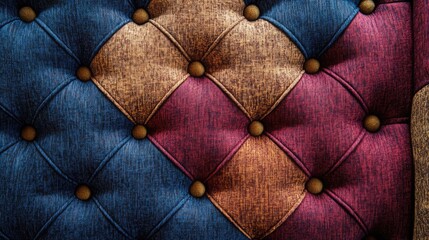 Poster - Upholstery fabric texture showcasing vibrant colors and tufted design for stylish furniture decoration and interior design.
