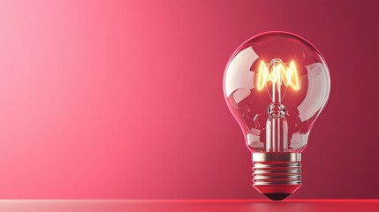 Poster - A glowing light bulb against a vibrant red background, symbolizing ideas, creativity, and energy.