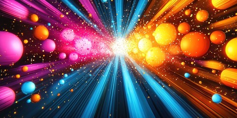 Fototapete - Colorful explosion of light and energy depicts a vibrant cosmic landscape in artistic expression