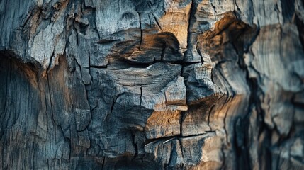 Poster - Close up of weathered untreated wood surface showcasing intricate cracks and textures in rustic natural style for backgrounds and designs