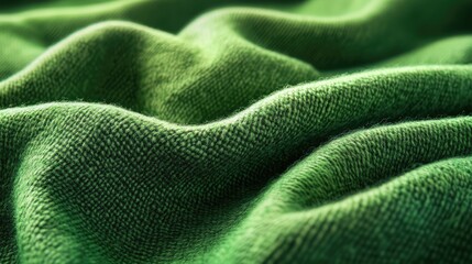 Poster - Thick warm green wool fabric texture with deep folds suitable for various design projects and applications in textiles and interior decor