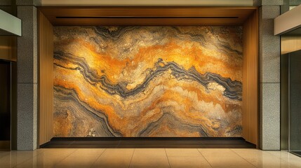 Poster - textured granite wall in warm tones showcasing orange and gray patterns designed for modern interior aesthetics