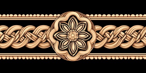 Poster - Ornate floral design featuring braided patterns and intricate details on a dark background