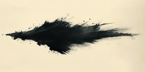 Poster - Dynamic black paint stroke creating an abstract art piece on a neutral background