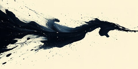 Poster - Dynamic black ink splatter creating abstract art on a light background