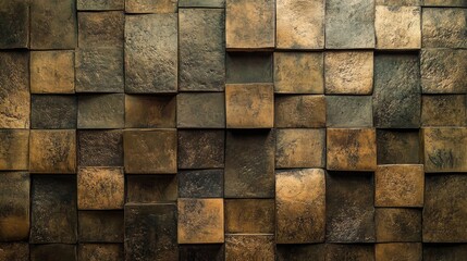 Poster - Rustic textured wall background with uneven stone patterns in earthy tones for interior design and architectural applications