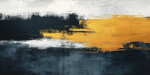 Poster - Abstract artwork featuring bold strokes of yellow, black, and blue colors in a dynamic composition