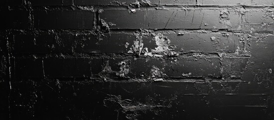 Poster - Textured black brick wall background ideal for contemporary design projects and modern aesthetics in photography and digital art
