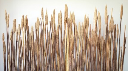 Poster - Dry Reeds Silhouetted Against a Soft Background for Nature and Interior Design Aesthetics