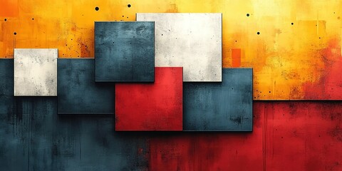 Poster - Colorful geometric abstract design with layered shapes and vibrant hues