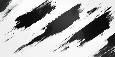 Poster - Abstract black and white paint strokes create dynamic patterns on a light background