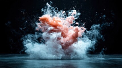 Poster - A vibrant explosion of colorful smoke billows against a dark background, creating a dramatic and artistic visual effect.