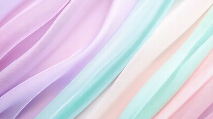 Fototapete - Striped fabric showcasing pastel colors with soft textures arranged on a flat surface in bright lighting. Generative AI