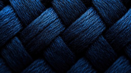 Close-up of dark blue woven textile texture.