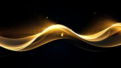 Poster - Video with abstract black background and shimmering gold wave evokes luxury and elegance.
Dynamic gold sparkles on sleek black create a radiant and modern aesthetic. Perfect for premium designs.