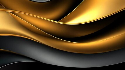 Fototapete - Video with abstract black background and shimmering gold wave evokes luxury and elegance.
Dynamic gold sparkles on sleek black create a radiant and modern aesthetic. Perfect for premium designs.