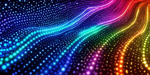 Wall Mural - abstract digital wallpaper with colorful wavy dots creating a vibrant and futuristic visual for tech