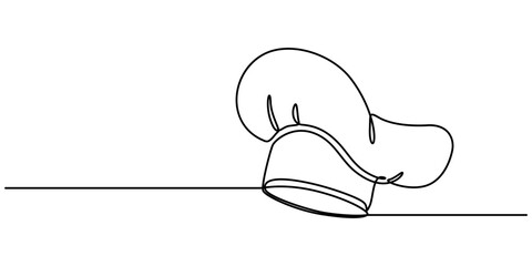 Poster - Continuous one line drawing of chef hat or cap. One line drawing illustration of hat chef. Chef uniform concept single line. Editable outline, Chef Hat Continuous Line Icon, Symbol of cooking. 