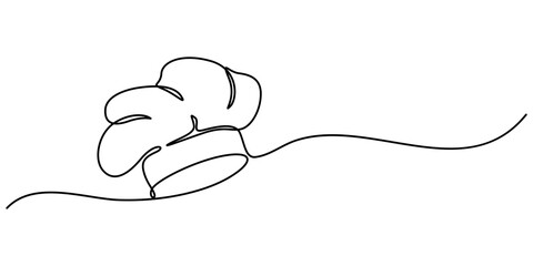 Poster - Continuous one line drawing of chef hat or cap. One line drawing illustration of hat chef. Chef uniform concept single line. Editable outline, Chef Hat Continuous Line Icon, Symbol of cooking. 