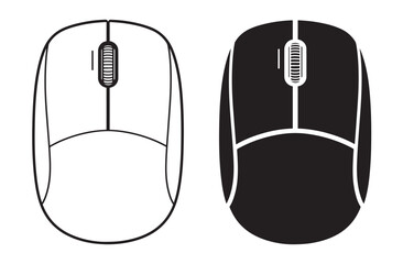 Fototapete - computer mouse line art silhouette vector illustration