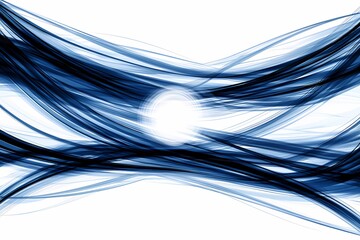 Wall Mural - abstract blue waves flowing across a bright central spot