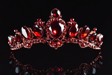 Wall Mural - Crown with precious stones isolated on black background