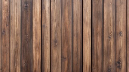 Leinwandbilder - A rustic wooden wall featuring vertical planks with rich textures and warm brown tones.