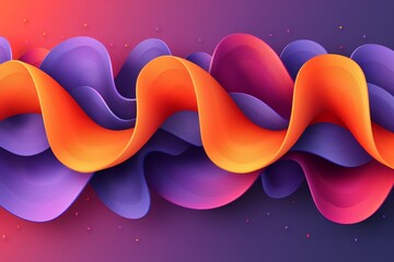 Fototapete - A dynamic wave pattern flows in shades of purple, orange, and pink, creating a sense of movement and energy. The design captures attention with its vivid colors and smooth curves.