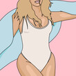 © sasa_elebea - Illustration of a Woman in a White Tank Top with an Arm Raised