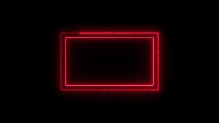 Poster - Two-tone neon square and rectangle picture frame animation with double-line motion on black background.