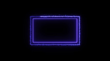 Poster - Abstract neon square and rectangle line frame animation on black background.