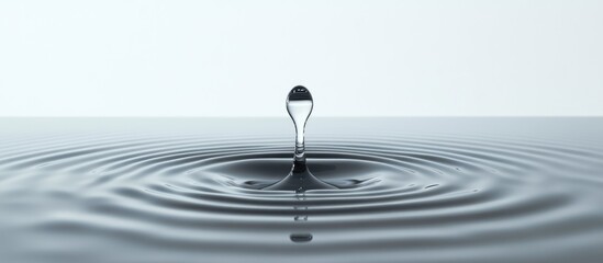Poster - realistic 3d water droplets creating ripples on a serene surface with ample space for text or brandi