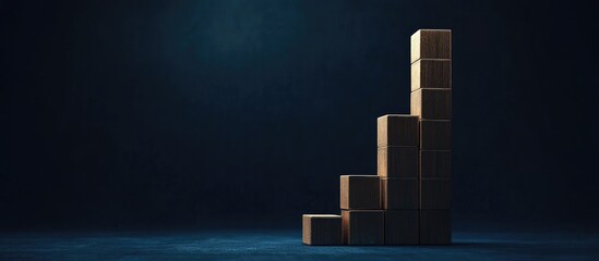 Poster - Bar Chart Representing Economic Growth Trends on Dark Blue Background with Copyspace for Text and Data Presentation