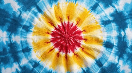 Poster - Close-up of tie-dye fabric with a circular pattern.