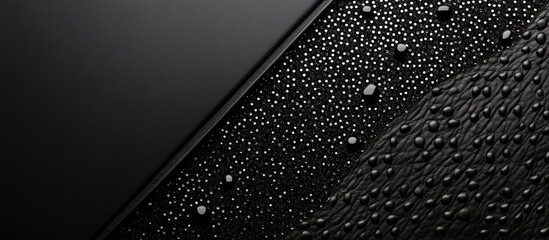 Poster - Black Leatherette Background with Sequin Panel and Drop Water Texture for Text Insertion and Design Use