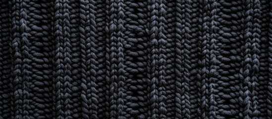 Poster - Black Knitted Fabric Texture with Purl and Knit Patterns Ideal for Background or Overlay Design