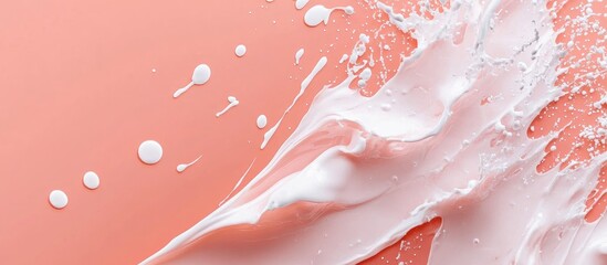 Poster - Peach Color Splash Abstract Background with Fluid Shapes and Blank Space for Text or Design Elements