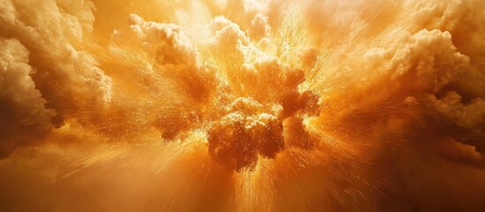 Sticker - Orange and Gold Abstract Explosion Background with Smooth Texture and Copyspace for Creative Text or Design Elements