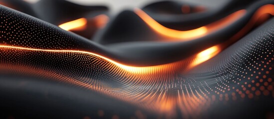 Poster - luminous abstract digital background with flowing geometric shapes and glowing accents ideal for tex