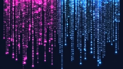 Poster - Big data technology and data science illustration. Data flow concept. Querying, analysing, visualizing complex information